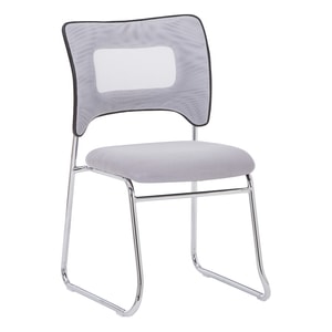 Scaun stivuibil gri, crom, plasa, plastic, textil, metal, design elegant, ideal pentru birouri, istitutii, sali de conferinta, asteptare, 47x56x82-5 cm