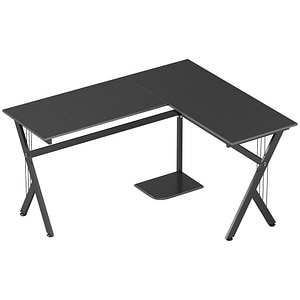 Masa de birou pe colt Homcom, 155x130x76cm, MDF, Negru 