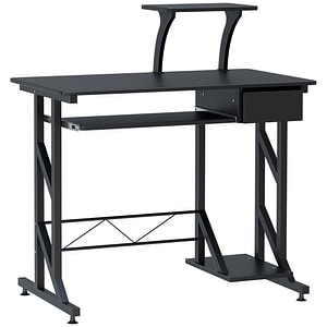 Birou calculator cu suport glisant Homcom, 90x50x95cm, MDF, Negru 