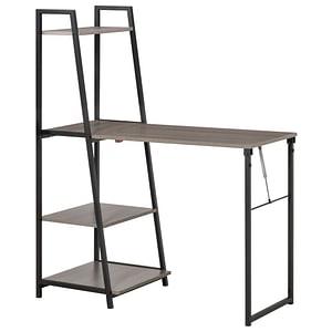 Birou pliabil cu biblioteca pe 4 niveluri Homcom, 106x48x128 cm, PAL, gri 