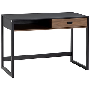 Birou pentru calculator cu sertar de depozitare si raft pentru studiu Homcom, 110 x 50 x 76 cm, MDF, Nuc 