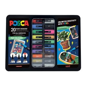 Set markere Posca, 20 buc, in cutie metalica  Pop