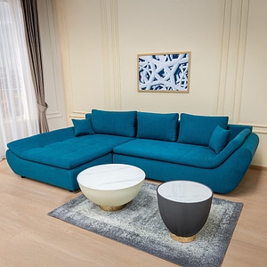 Coltar Extensibil Relax Vega 25 Stanga, 305 x 135 x 87 cm, cu Lada de Depozitare, Turcoaz