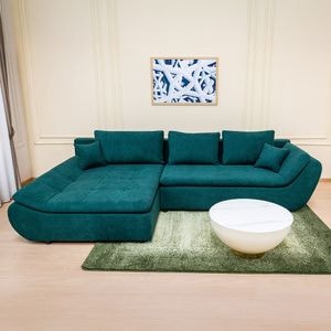 Coltar Extensibil Relax Vega 27 Stanga, 305 x 135 x 87 cm, cu Lada de Depozitare, Verde menta