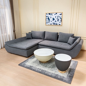 Coltar Extensibil Relax Vega 33 Stanga, 305 x 135 x 87 cm, cu Lada de Depozitare, Gri deschis