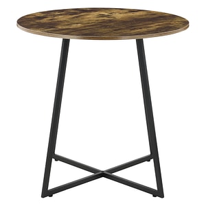 Masa de bucatarie rotunda, 78x80cm, cu efect de lemn, nuanta inchisa, cadru metal, blat MDF