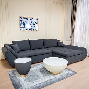 Coltar Extensibil Relax Vega 34 Dreapta, 305 x 135 x 87 cm, cu Lada de Depozitare, Gri inchis