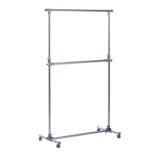 Suport pentru umerase cu inaltime si extensie reglabile Homcom, 165x48x180cm, Inox / Abs, Argintiu / Gri