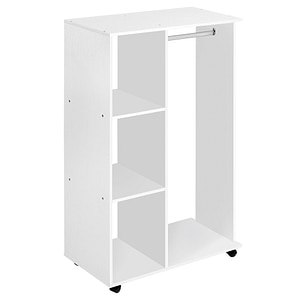 Suport pentru haine de podea cu roti cu 3 rafturi pentru haine Homcom, 80x40x128 cm, PAL, Alb