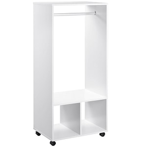 Dulap cuier cu bara si 2 rafturi deschise Homcom, 60cm x 40cm x 128cm, PAL, Alb
