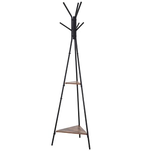 Cuier la copac pentru haine cu 2 rafturi Homcom, 32.5x45.5x182cm, Lemn/metal, Negru