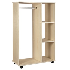 Dulap deschis cu cuier si 3 rafturi Homcom, 80 x 40 x 128 cm, PAL, Lemn natural