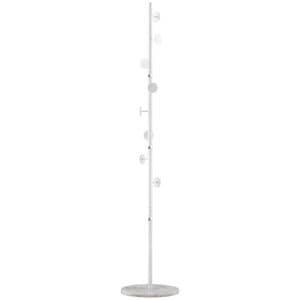 Cuier inalt cu 8 carlige si baza rotunda de podea Homcom, 35x35x170 cm, Otel, Alb