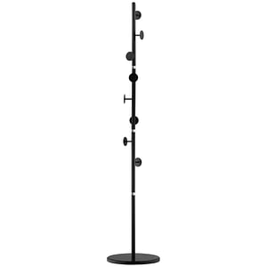Cuier de podea cu 8 carlige pentru intrare si dormitor Homcom, 35cm x 35cm x 170cm, Otel, Negru