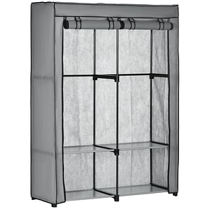 Dulap portabil cu 4 rafturi deschise 2 umerase si usa Homcom, 118x49x170cm, Otel, Gri