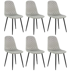 Set 6 scaune bucatarie Bya, material textil, picioare metalice, gri