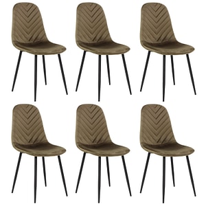 Set 6 scaune bucatarie Bya, material textil, picioare metalice, maro