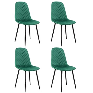 Set 4 scaune bucatarie Bya, material textil, picioare metalice, verde