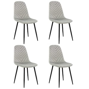 Set 4 scaune bucatarie Bya, material textil, picioare metalice, gri