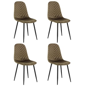 Set 4 scaune bucatarie Bya, material textil, picioare metalice, maro
