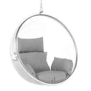 Scaun suspendabil DacEnergy, design unic si extravagant, acril, argint, 106 x 62 x 106 cm, perna gri