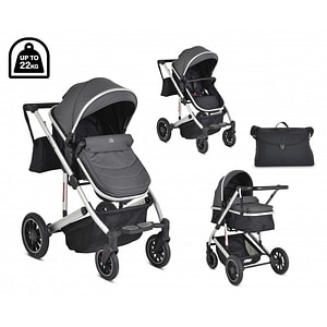 Carucior 2 in 1 Moni Thira, Transformabil, Cu cadru din aluminiu, Pana la 22 kg, Grey