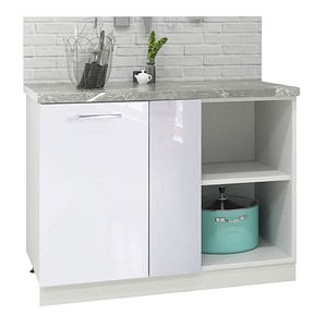 Mobilier bucatarie inferior colt stanga/dreapta MDF vopsit ultralucios, Badenmob, seria IRIS, 100x50x78cm, Alb