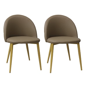 Set 2 scaune bucatarie Bella, piele ecologica, picioare metalice negre, capucino