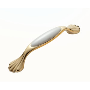 Maner pentru mobilier Perla, auriu lucios, lungime 170mm (17cm), din aluminiu, suruburi pentru montaj incluse