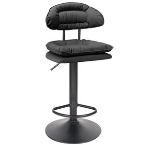 Scaun de bar Quasar & Co., rotativ, sistem rotire 360, inalt, reglabil pe inaltime, suport picioare, pretabil bucatarie, metal/piele ecologica/burete, negru