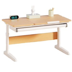Birou MarcoShop Ergonomic Reglabil pentru Copii 3-18 ani, cu Blat Inclinabil, Culoare Fag Deschis