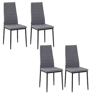 Set 4 scaune tapitate captusite pentru camera de zi HomCom, 41 x 50 x 97cm, PL, Gri