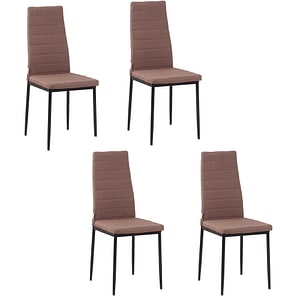 Set 4 scaune captusite pentru sufragerie moderne HomCom, 41x50x97cm, Metal/PL, Kaki