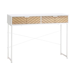 Consola moderna pentru hol si sufragerie cu 2 sertare metalice HomCom, 100x30x75cm, PAL, Alb