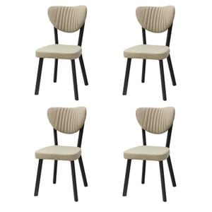 Set 4 Scaune bucatarie Elite Capuccino, picioare metalice, material textil tip baby face