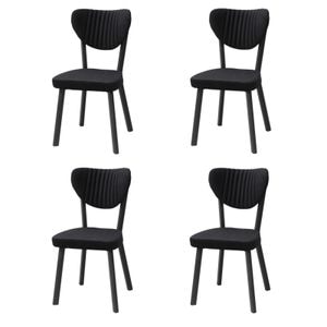 Set 4 Scaune bucatarie Elite Negru, picioare metalice, material textil tip baby face