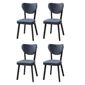 Set 4 Scaune bucatarie Elite Albastru, picioare metalice, material textil tip baby face