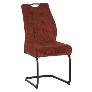 Scaun maro inchis, negru, tapitat, matlasat, sezut moale, pe arcuri, picioare din metal, rezistenta crescuta, living, bucatarie, design modern si super confortabil, 46x62, 5x97 cm