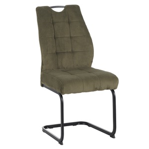 Scaun de sufragerie, verde, negru, sezut moale pe arcuri, tapitat, baza si picioare din metal, rezistenta crescuta, design modern, 46x62, 5x97 cm