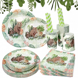 Set de petrecere pentru 16 oaspeti Kazaigou, animat, hartie, multicolor, 80 piese