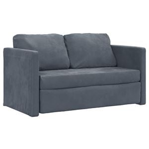 Canapea extensibila de podea 2-in-1 pentru 2 Persoane, Gri Inchis, 122x204x55 cm