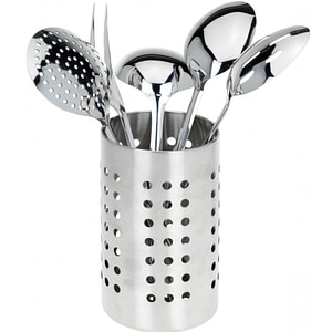 Set 5 ustensile si suport vertical din inox, 11x11x33 cm