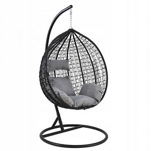Leagan tip cuib JollyMag KR23, fotoliu suspendat, maxim 130 kg, cocoon negru si perne gri