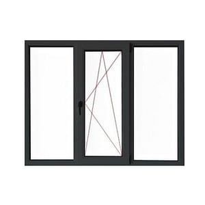 Fereastra PVC termopan VEKA 76MD, 6 camere izolare, 2200x1200 mm, gri antracit, deschidere oscilobatanta dreapta