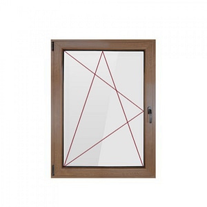 Fereastra PVC termopan VEKA 76MD, 6 camere izolare, 560x860 mm, nuc, deschidere oscilobatanta stanga