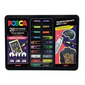 Set 20 markere Posca in cutie metalica - Groovy