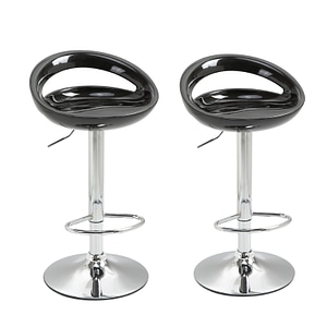 Set 2 scaune de bar HomCom, 46x41x76-96cm, Metal, Negru