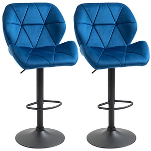 Set 2 scaune de bar rotative inaltime reglabila HomCom, 51.5x57.5x93-114.5cm, PL, Albastru
