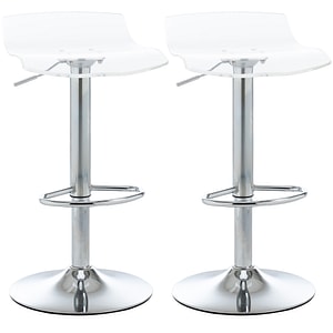 Set 2 scaune de bar cu inaltime reglabila HomCom, 39x39x67-87 cm, Acril, Transparent