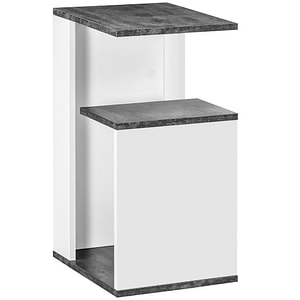 Noptiera cu raft deschis moderna cu design neregulat HomCom, 35cm x 29.5cm x 60cm, PAL, Alb